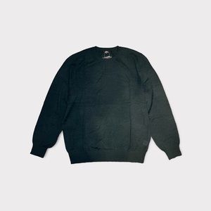Thomas Dean Wool Melange Green Crewneck Pullover
